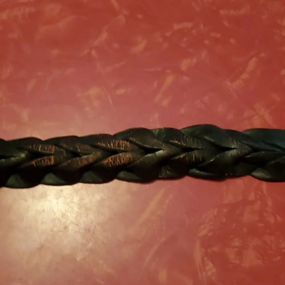 Vintage Brighton Black Leather Woven Belt 36